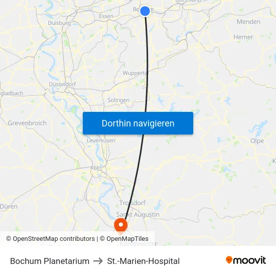 Bochum Planetarium to St.-Marien-Hospital map