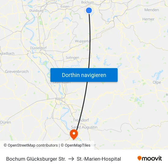 Bochum Glücksburger Str. to St.-Marien-Hospital map