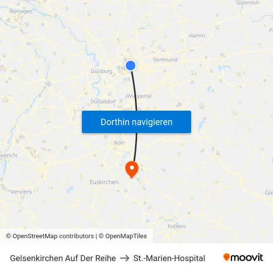 Gelsenkirchen Auf Der Reihe to St.-Marien-Hospital map