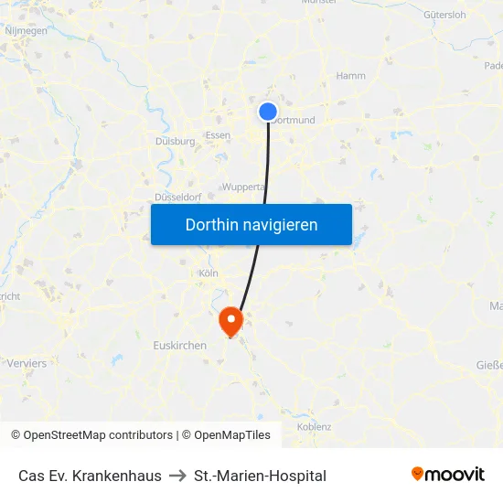 Cas Ev. Krankenhaus to St.-Marien-Hospital map