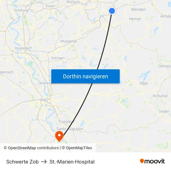 Schwerte Zob to St.-Marien-Hospital map