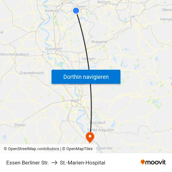 Essen Berliner Str. to St.-Marien-Hospital map
