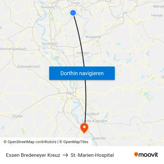 Essen Bredeneyer Kreuz to St.-Marien-Hospital map