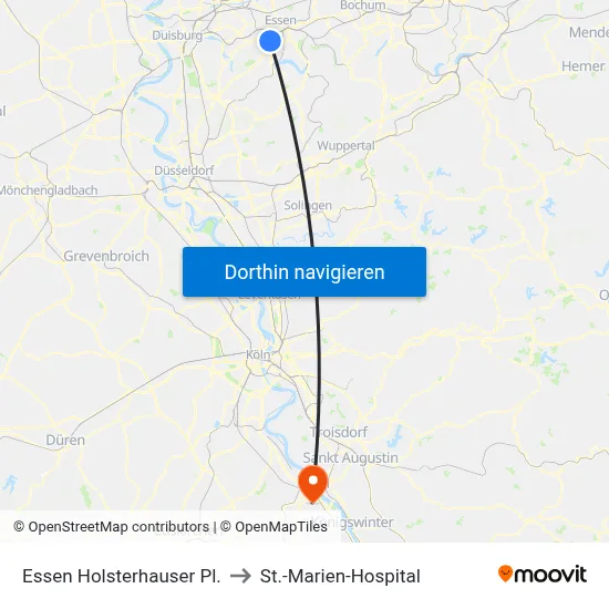Essen Holsterhauser Pl. to St.-Marien-Hospital map