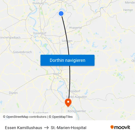 Essen Kamillushaus to St.-Marien-Hospital map