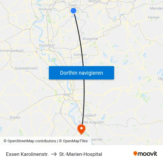 Essen Karolinenstr. to St.-Marien-Hospital map