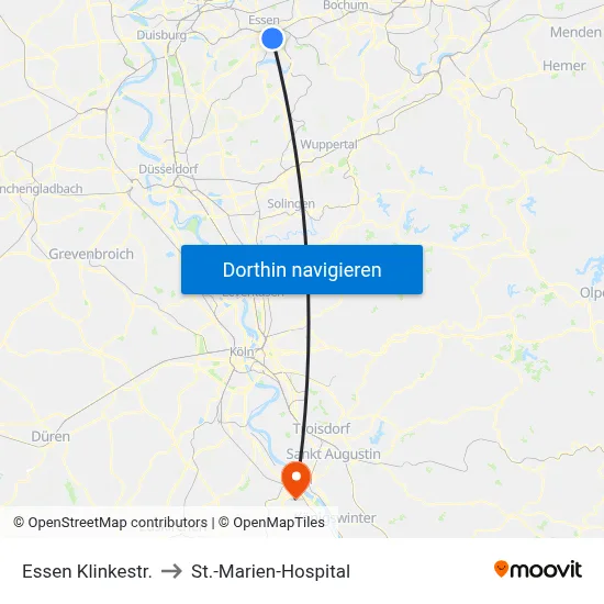 Essen Klinkestr. to St.-Marien-Hospital map