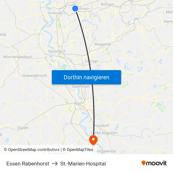 Essen Rabenhorst to St.-Marien-Hospital map