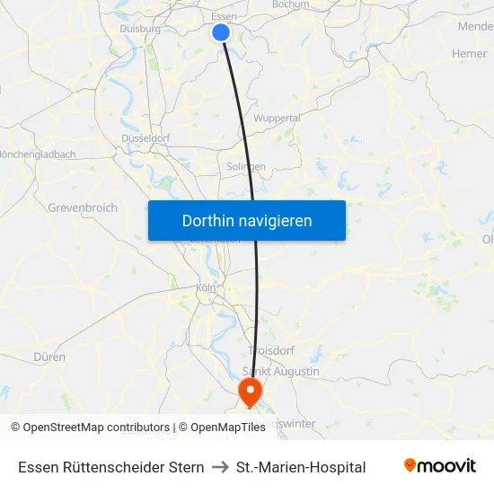 Essen Rüttenscheider Stern to St.-Marien-Hospital map