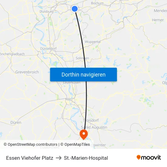 Essen Viehofer Platz to St.-Marien-Hospital map