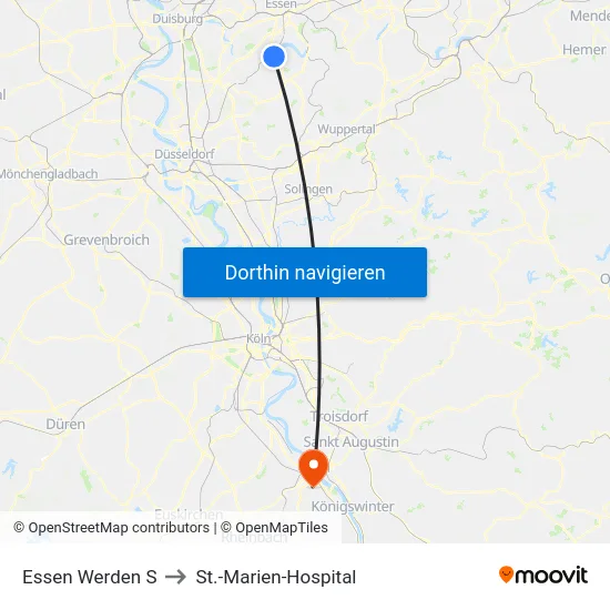 Essen Werden S to St.-Marien-Hospital map