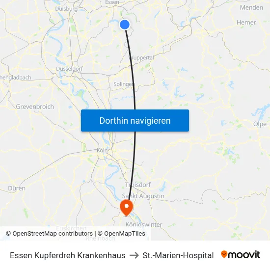 Essen Kupferdreh Krankenhaus to St.-Marien-Hospital map