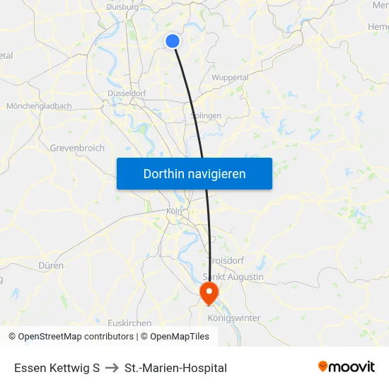 Essen Kettwig S to St.-Marien-Hospital map