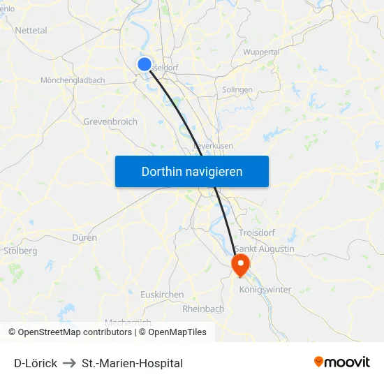 D-Lörick to St.-Marien-Hospital map