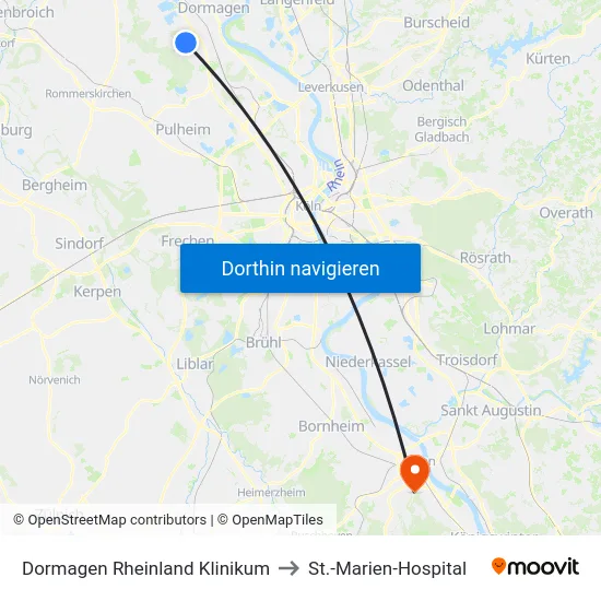 Dormagen Rheinland Klinikum to St.-Marien-Hospital map