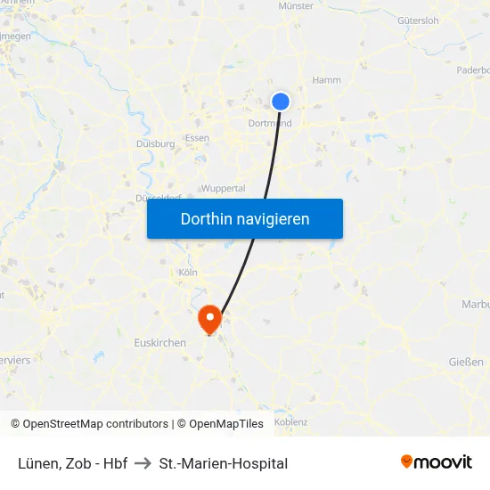 Lünen, Zob - Hbf to St.-Marien-Hospital map