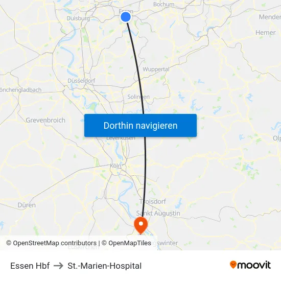 Essen Hbf to St.-Marien-Hospital map
