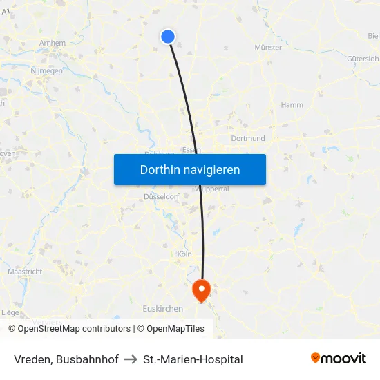 Vreden, Busbahnhof to St.-Marien-Hospital map