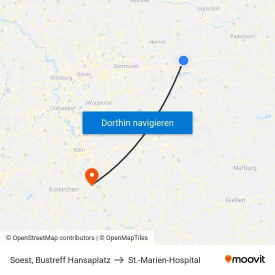 Soest, Bustreff Hansaplatz to St.-Marien-Hospital map