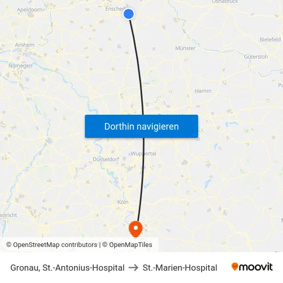 Gronau, St.-Antonius-Hospital to St.-Marien-Hospital map