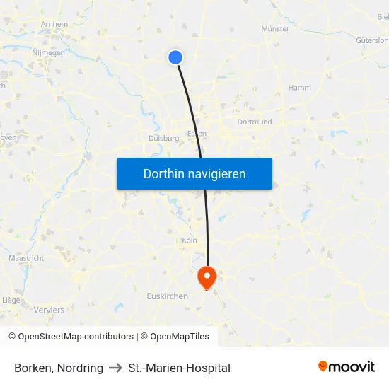 Borken, Nordring to St.-Marien-Hospital map