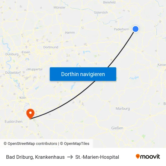 Bad Driburg, Krankenhaus to St.-Marien-Hospital map