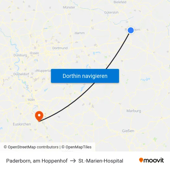 Paderborn, am Hoppenhof to St.-Marien-Hospital map