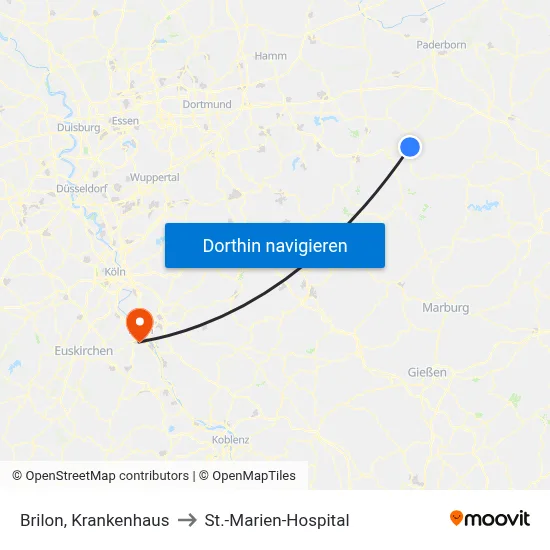 Brilon, Krankenhaus to St.-Marien-Hospital map