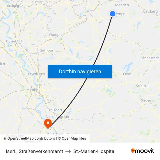 Iserl., Straßenverkehrsamt to St.-Marien-Hospital map