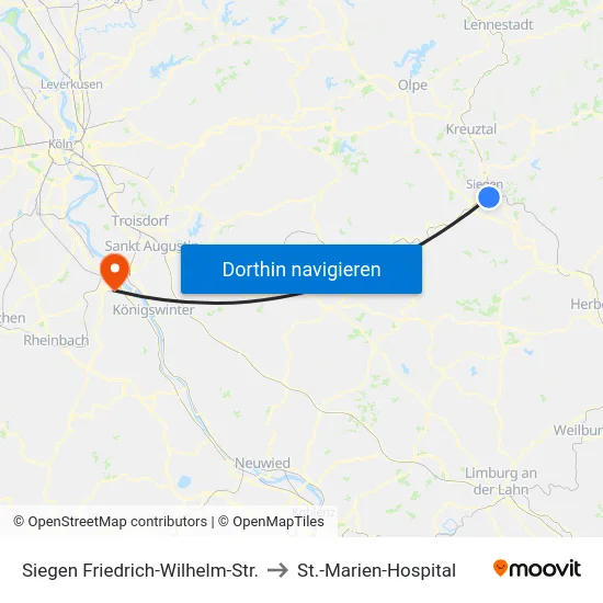 Siegen Friedrich-Wilhelm-Str. to St.-Marien-Hospital map