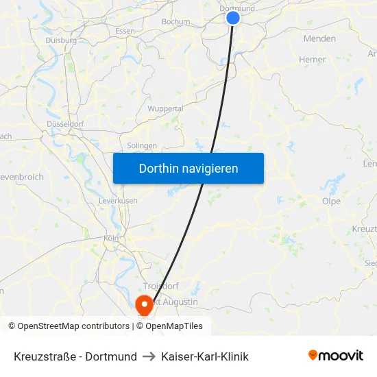 Kreuzstraße - Dortmund to Kaiser-Karl-Klinik map