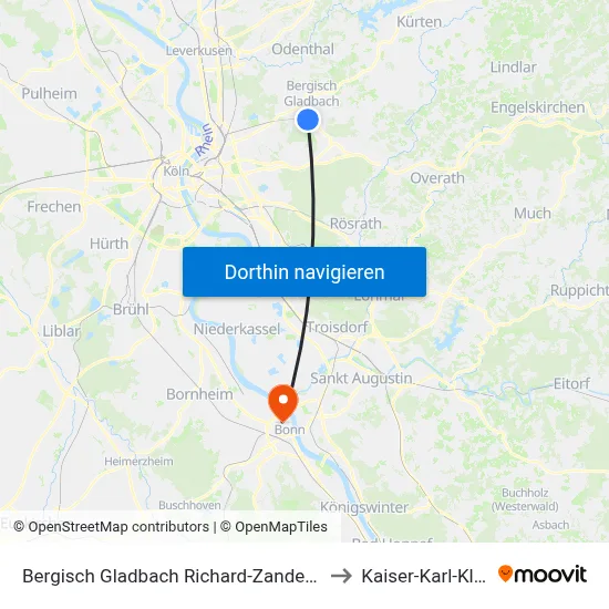 Bergisch Gladbach Richard-Zanders-Str. to Kaiser-Karl-Klinik map