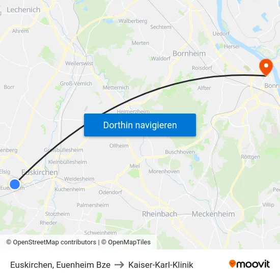 Euskirchen, Euenheim Bze to Kaiser-Karl-Klinik map