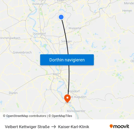 Velbert Kettwiger Straße to Kaiser-Karl-Klinik map
