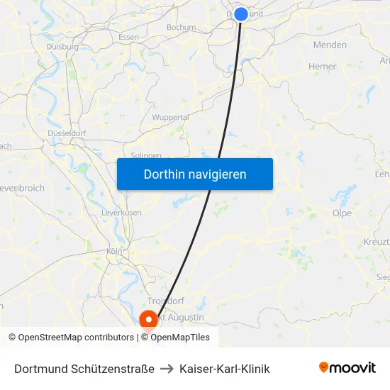 Dortmund Schützenstraße to Kaiser-Karl-Klinik map