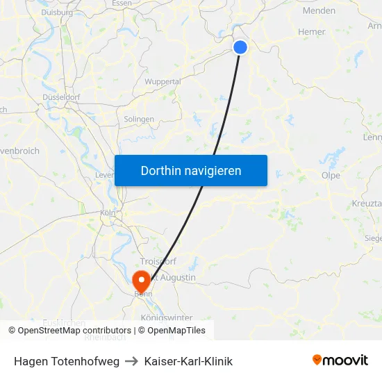 Hagen Totenhofweg to Kaiser-Karl-Klinik map