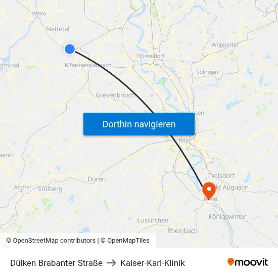 Dülken Brabanter Straße to Kaiser-Karl-Klinik map