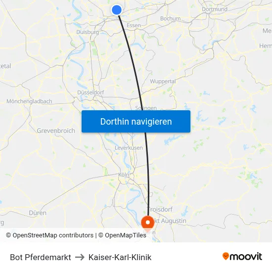 Bot Pferdemarkt to Kaiser-Karl-Klinik map