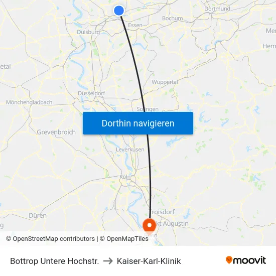 Bottrop Untere Hochstr. to Kaiser-Karl-Klinik map