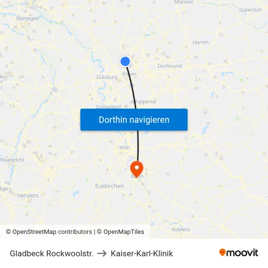 Gladbeck Rockwoolstr. to Kaiser-Karl-Klinik map