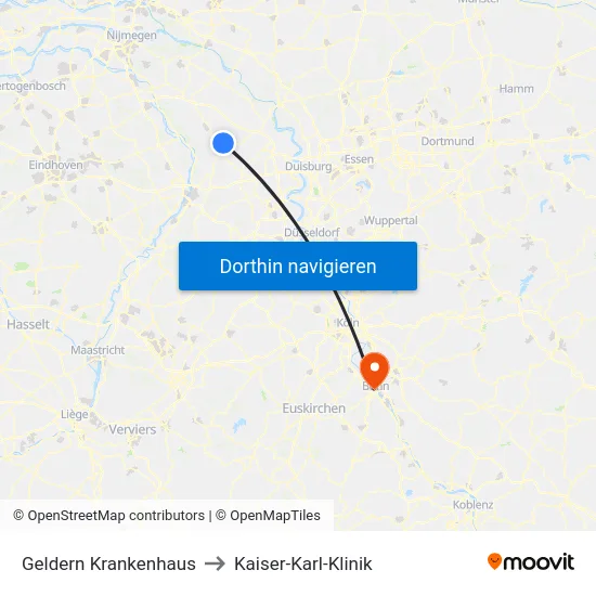Geldern Krankenhaus to Kaiser-Karl-Klinik map