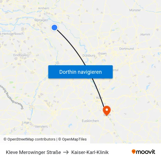 Kleve Merowinger Straße to Kaiser-Karl-Klinik map