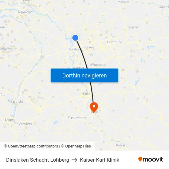 Dinslaken Schacht Lohberg to Kaiser-Karl-Klinik map