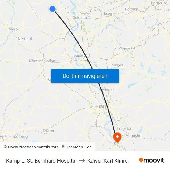 Kamp-L. St.-Bernhard-Hospital to Kaiser-Karl-Klinik map
