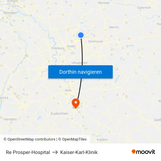 Re Prosper-Hospital to Kaiser-Karl-Klinik map