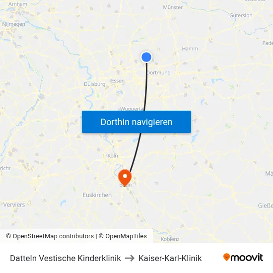 Datteln Vestische Kinderklinik to Kaiser-Karl-Klinik map