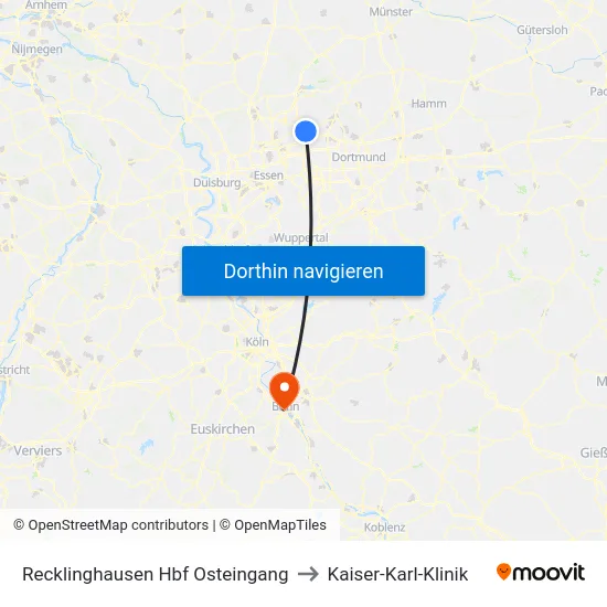 Recklinghausen Hbf Osteingang to Kaiser-Karl-Klinik map