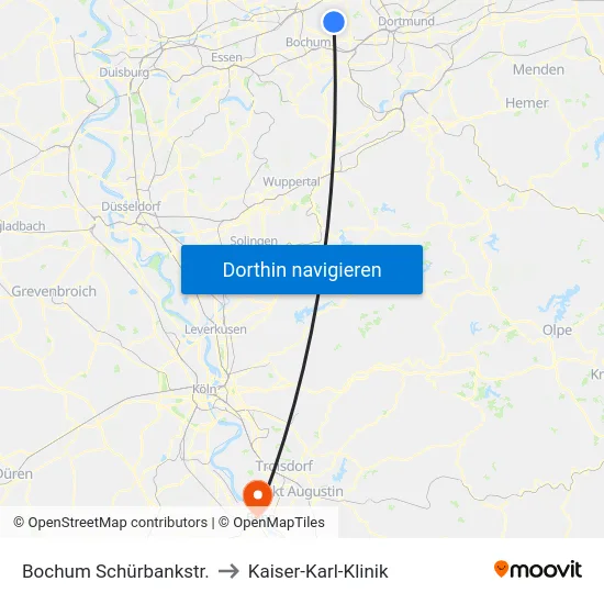 Bochum Schürbankstr. to Kaiser-Karl-Klinik map