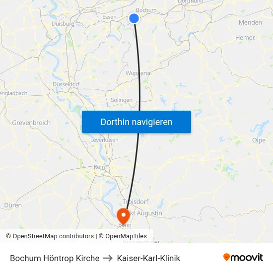 Bochum Höntrop Kirche to Kaiser-Karl-Klinik map