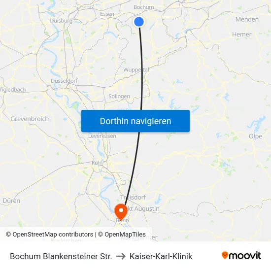 Bochum Blankensteiner Str. to Kaiser-Karl-Klinik map